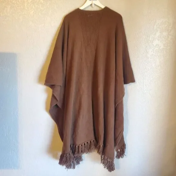 Ruth Huffman American Buffalo Hair Natural Brown Fringed Soft Shawl One Size New